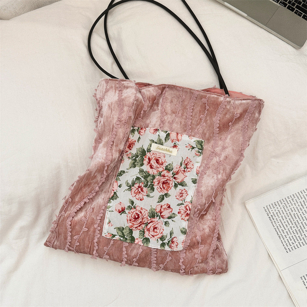 Lace Garden Panel Tote - Pink Rose Panels