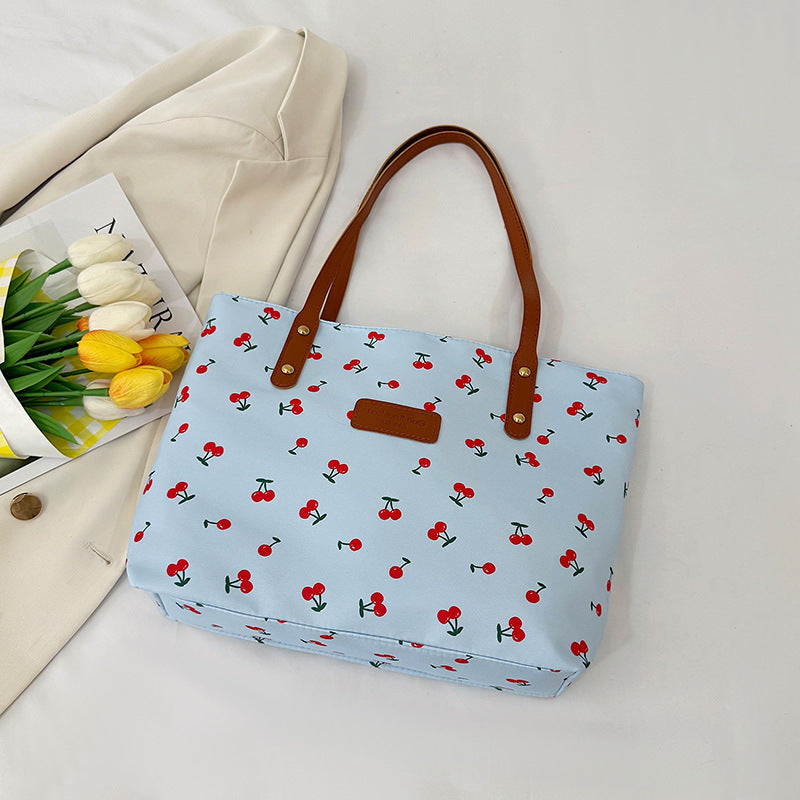 Cherry Day Shoulder Tote - Blue