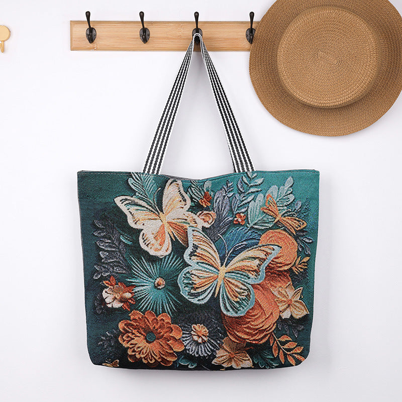Botanical Tapestry Tote - Two Butterflies