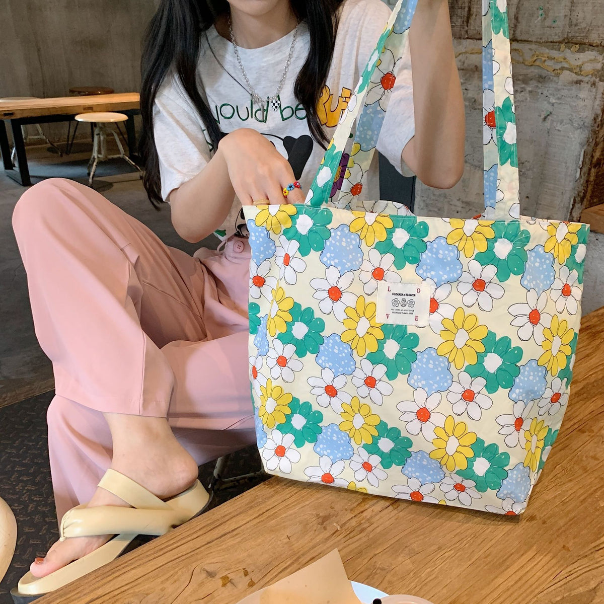 Poppy Garden Tote - Colourful Flowers