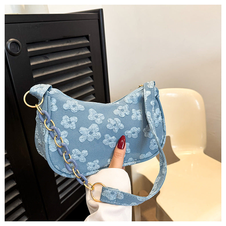 Petal Chain Shoulder Bag - Blue