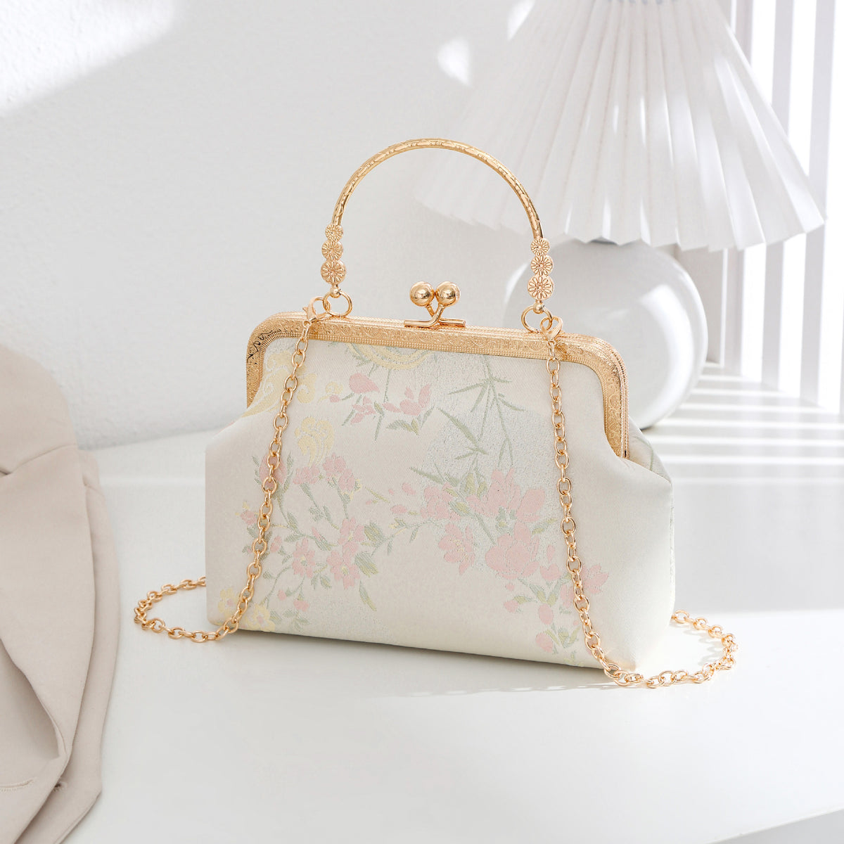 Bamboo Bloom Frame Bag - Bag + Long Metal Chain