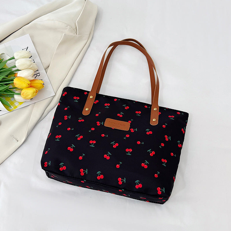 Cherry Day Shoulder Tote - Black
