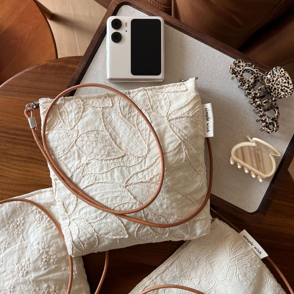 Ivory Bloom Mini Crossbody - Ivory Large Flower