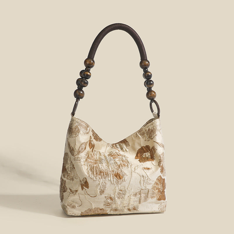 Caramel Bloom Bead Bag - Caramel and Ivory