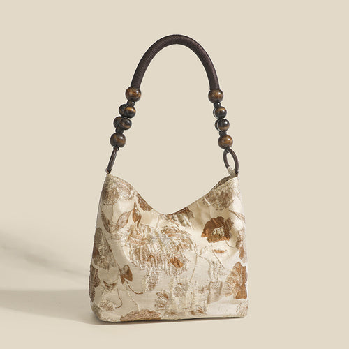 Caramel Bloom Bead Bag - Caramel and Ivory