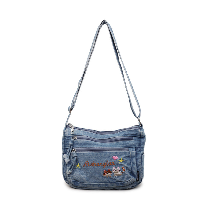 Denim Bloom Crossbody - Light Blue
