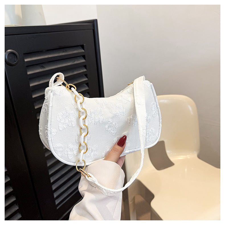 Petal Chain Shoulder Bag - White
