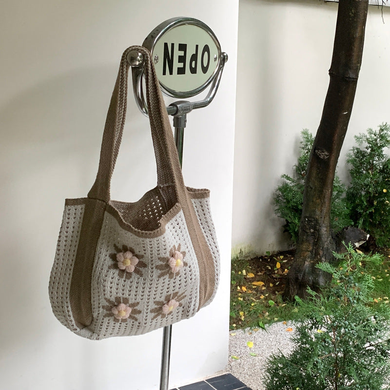 Daisy Knit Shoulder Bag - Ivory Daisy