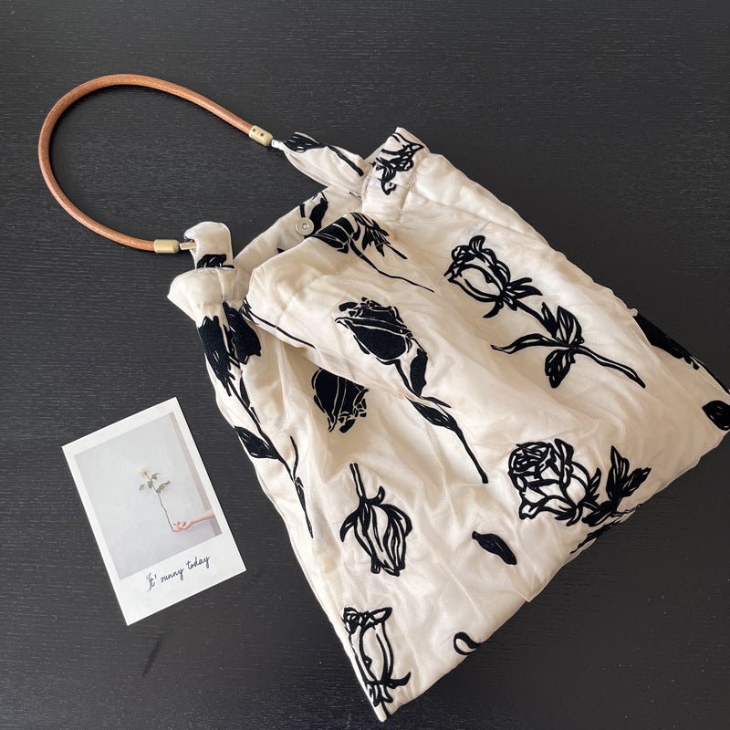 Ink Rose Hobo - Ivory and Black Roses