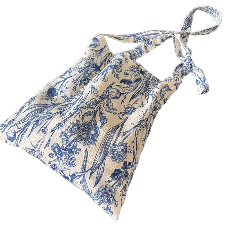 Porcelain Garden Tote - Blue Porcelain Floral