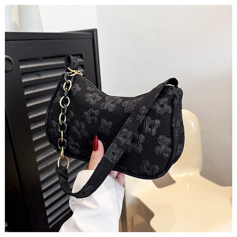 Petal Chain Shoulder Bag - Black