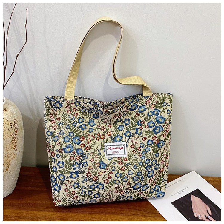 Ditsy Garden Zip Tote - Blue / Large
