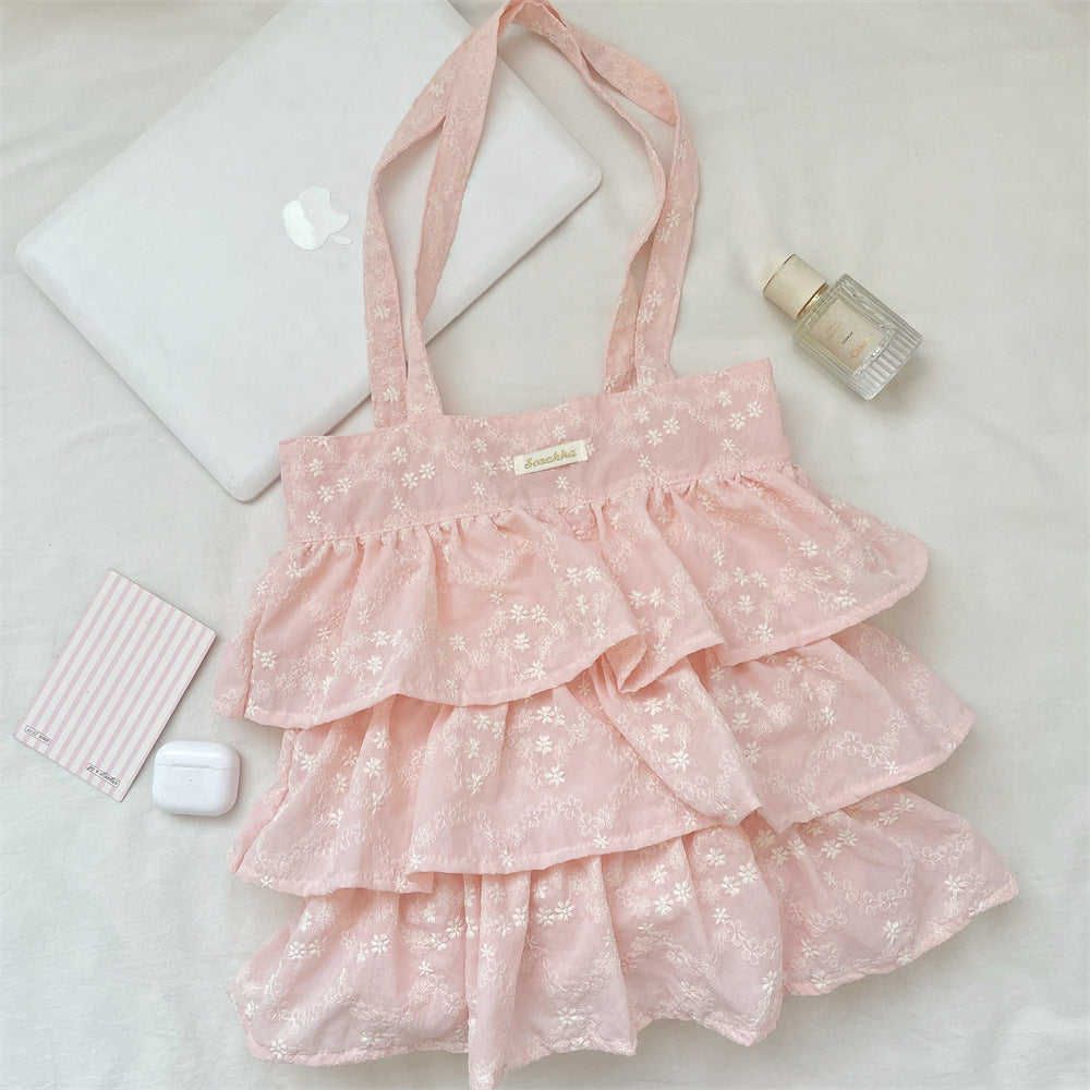 Petal Ruffle Eyelet Tote - Soft Pink