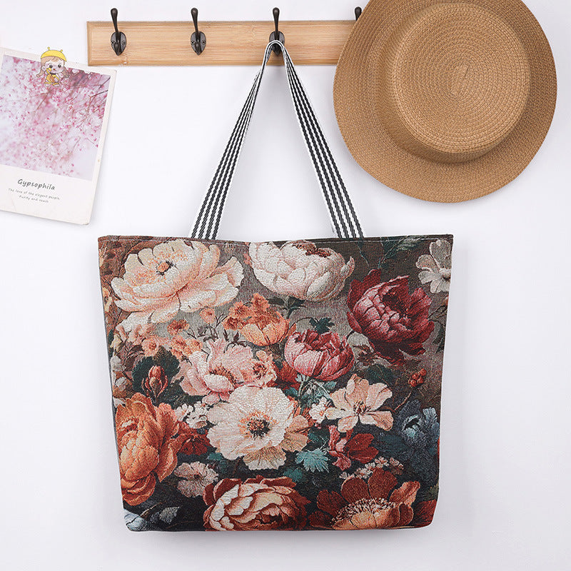 Botanical Tapestry Tote - Colourful Flowers