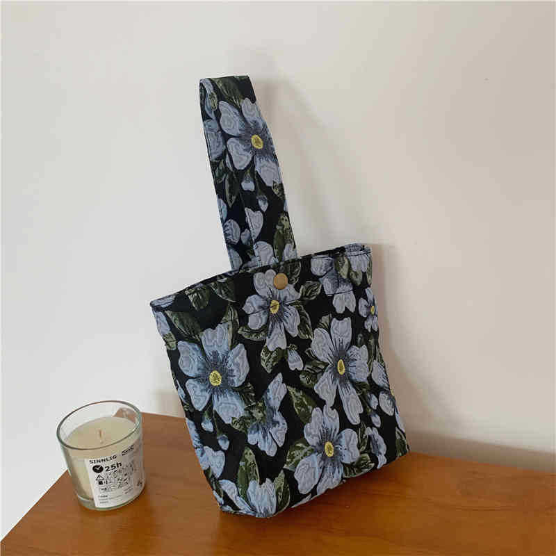 Blue Blossom Jacquard Bag - Blue Blossoms