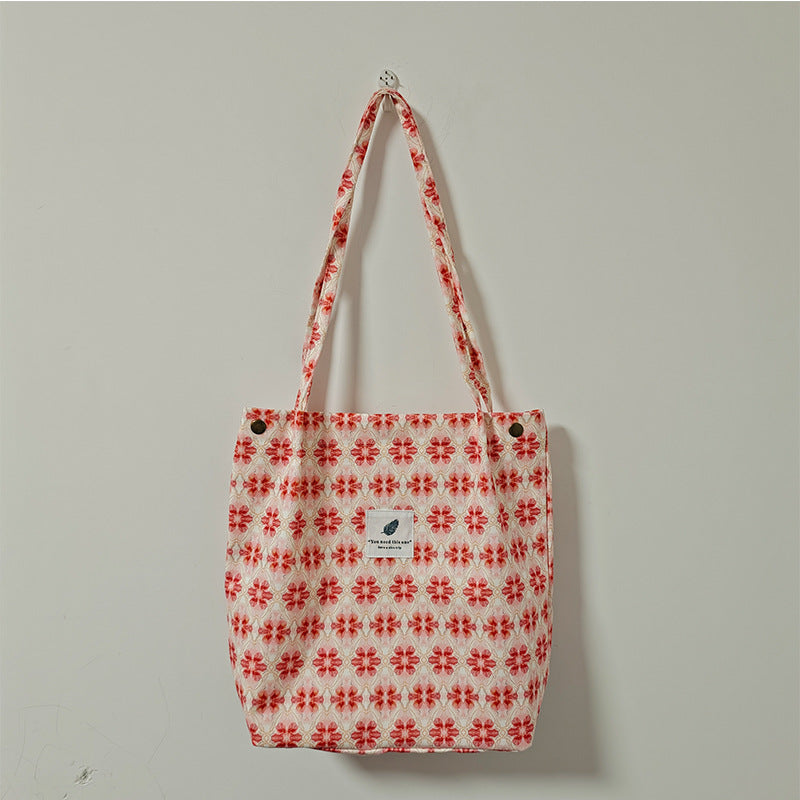 Everyday Botanical Shoulder Tote - Red Flowers