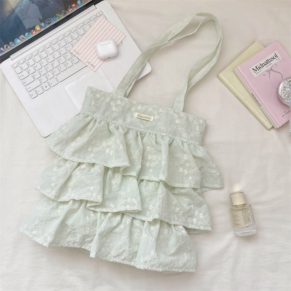 Petal Ruffle Eyelet Tote - Mint