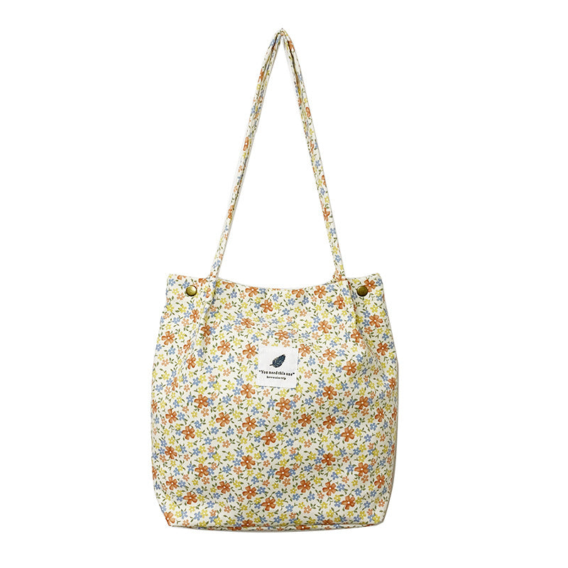 Everyday Botanical Shoulder Tote - Yellow Flowers